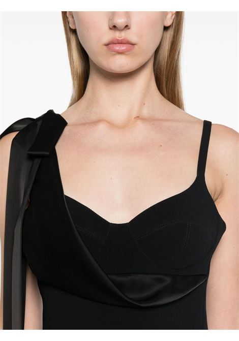 Black satin-bow midi dress David Koma - women DAVID KOMA | PF24DK10DABLK